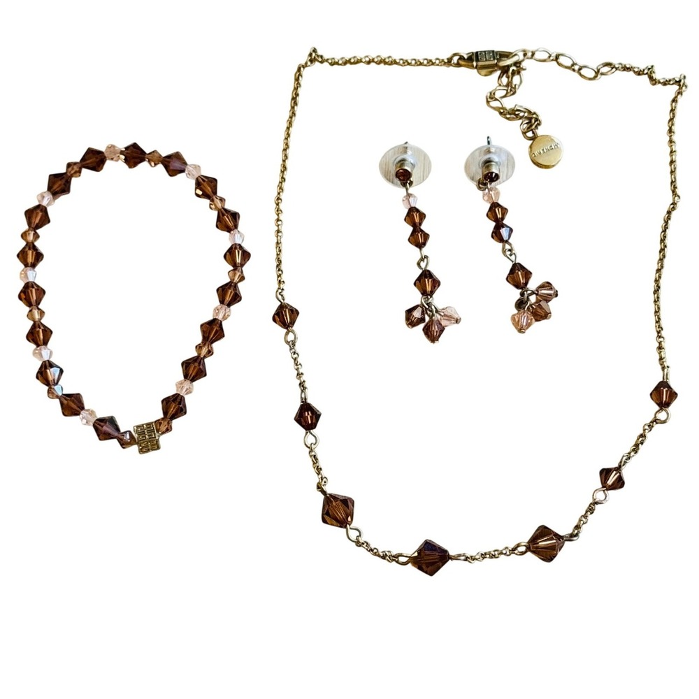Givenchy Logo Earrings Necklace Bracelet Matching set lot‎ Crystal jeweled gold